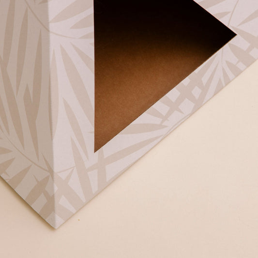 Neutral Palm cardboard cat pyramid, sixth view