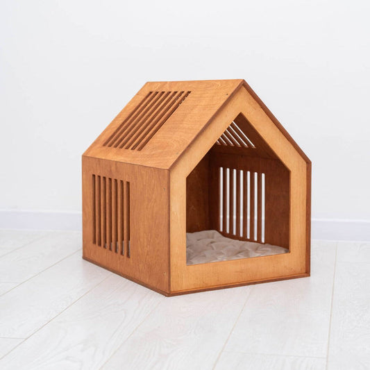 Wooden Indoor Dog House interior view