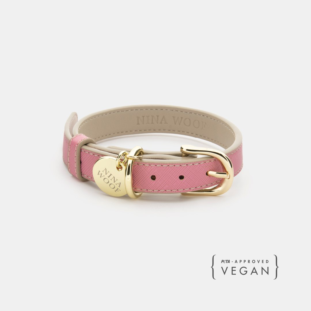 Rio Vegan Leather Dog Collar in pink