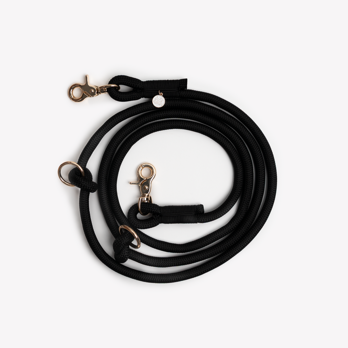 Black hands free braided leash, second view