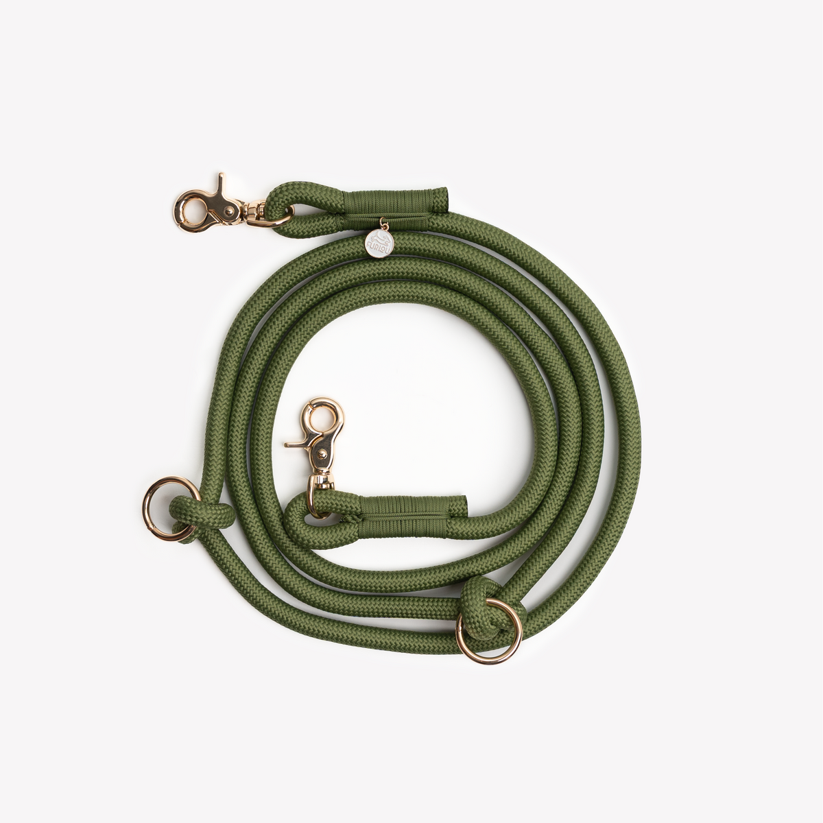 Green hands free braided leash, second view