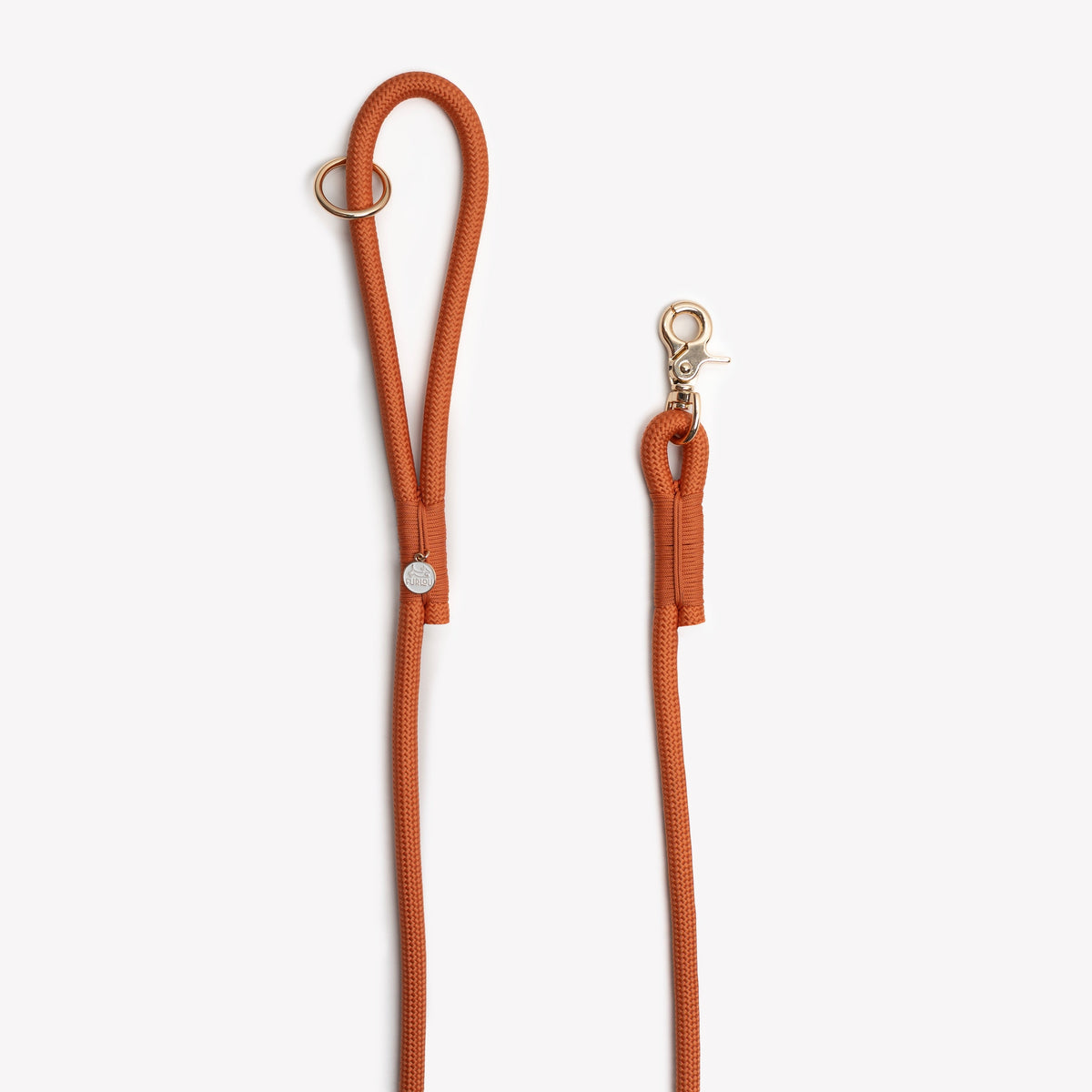 Terracotta braided rope leash, second view
