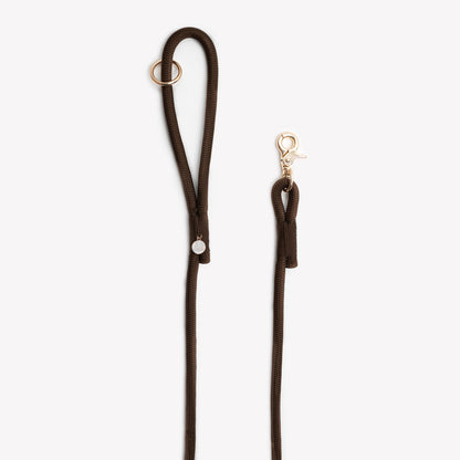 Brown braided rope leash, second view
