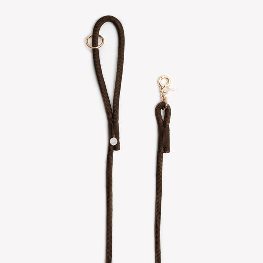 Brown braided rope leash, second view