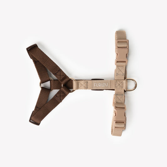 Brown and tan dog harness, second view