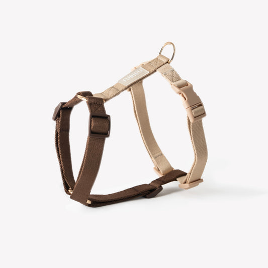 Brown and tan dog harness