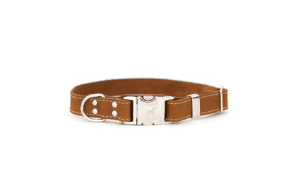 Earth brown quick-release leather collar and leash