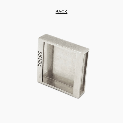 Back of silver finish moon slider charm