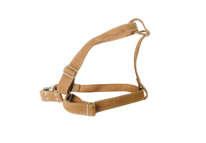 Bark brown leather step in dog harness