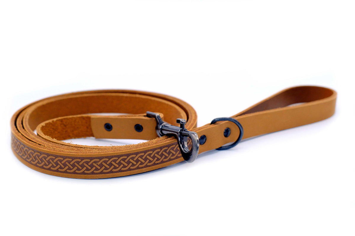 Tan celtic sport leather leash