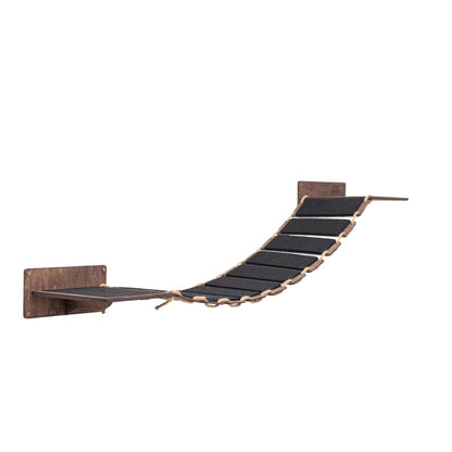 Dark walnut Cat Wood Bridge wall-mounted for cats