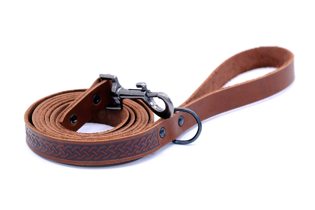 Chocolate celtic sport leather leash