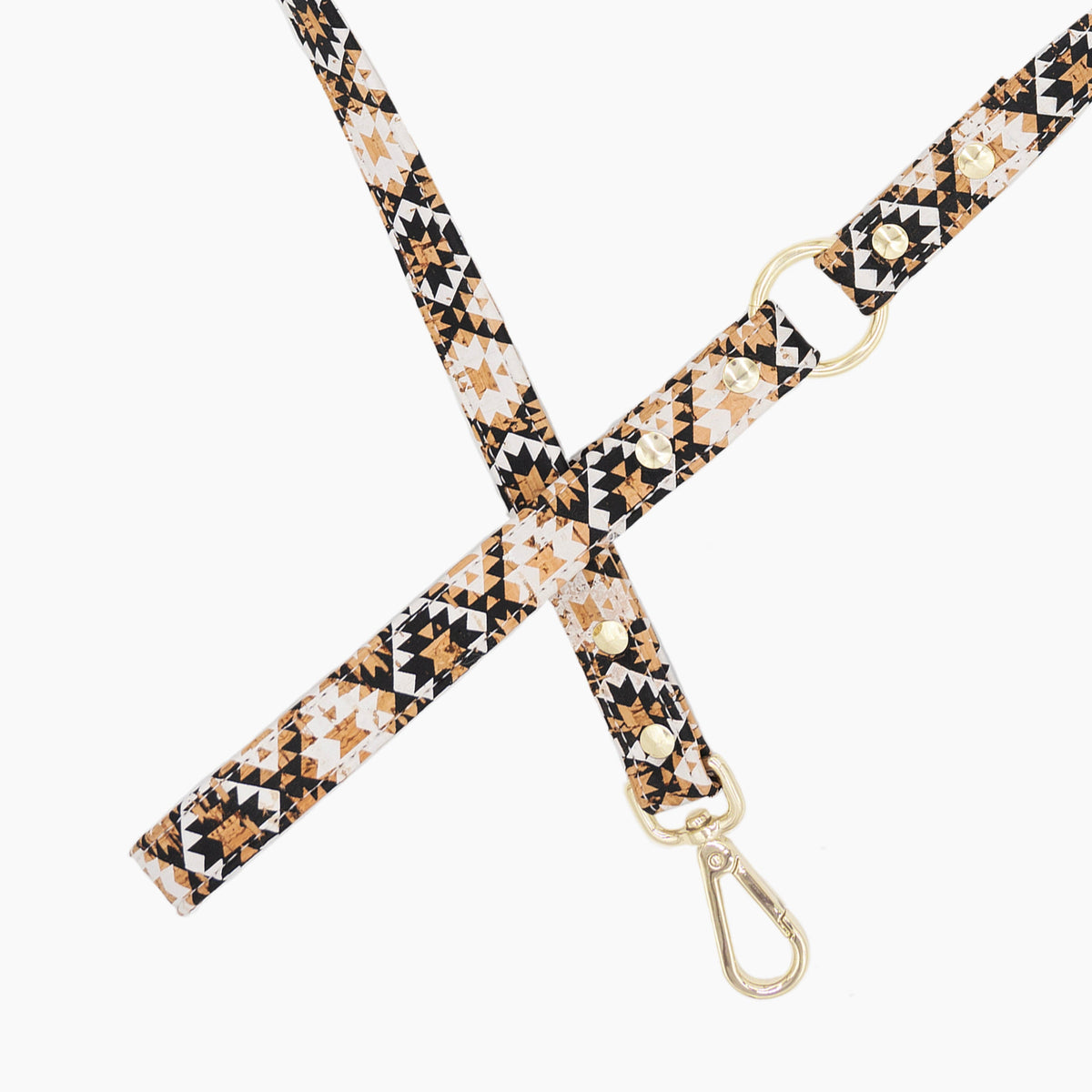 Diamond Cork Leather Leash with gold-tone hardware
