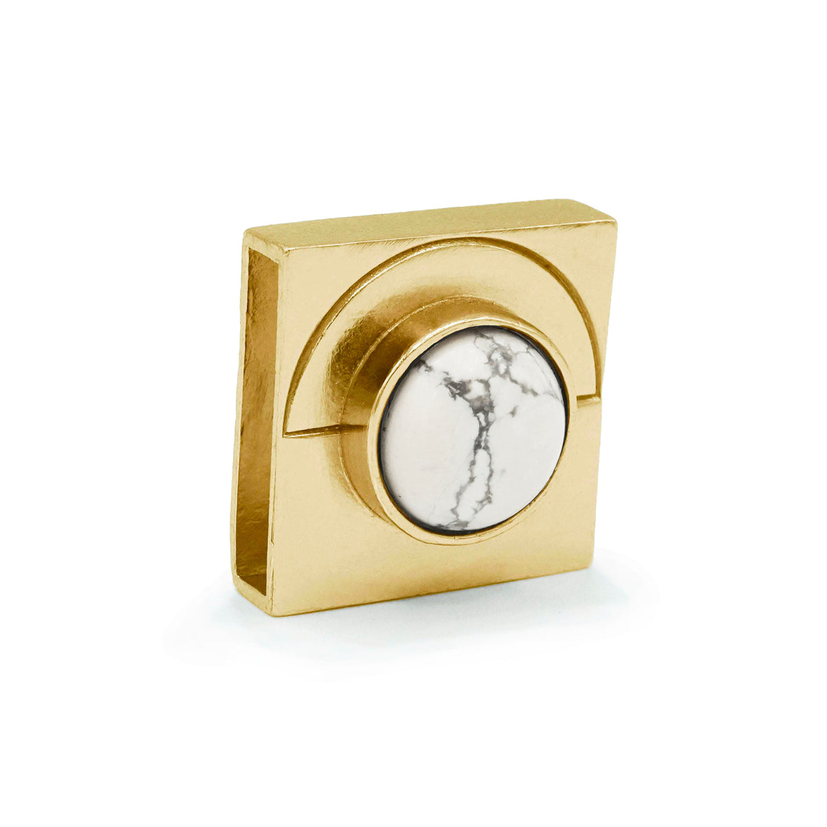 White howlite moon slider charm with gold finish