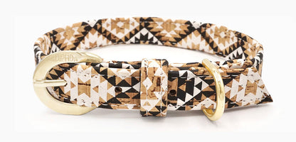 Diamond Cork Leather Collar with gold-tone hardware