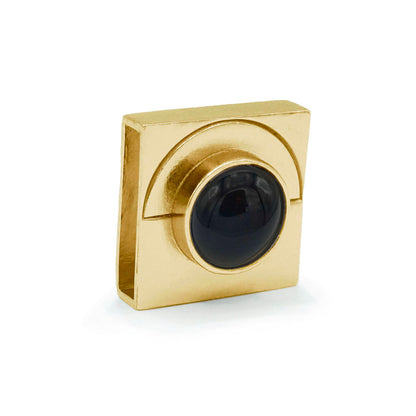 Black onyx moon slider charm with gold finish