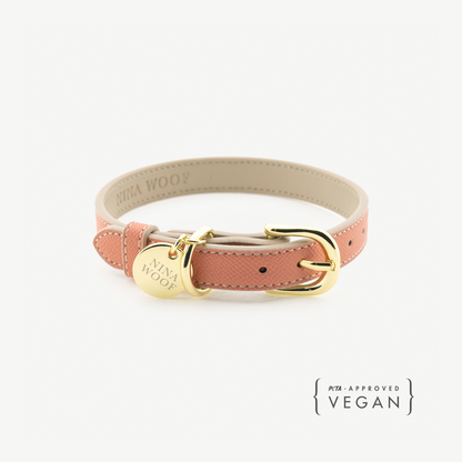 Rio Vegan Leather Dog Collar in peach