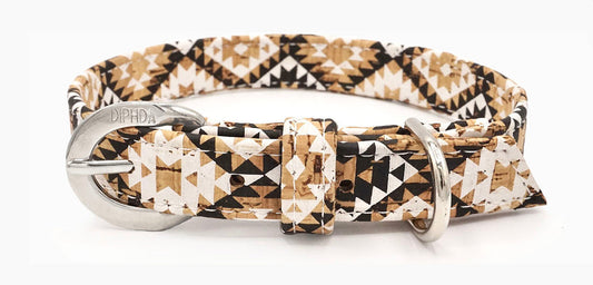 Diamond Cork Leather Collar with silver-tone hardware