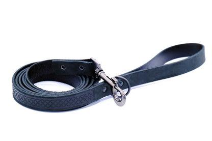 Black celtic sport leather leash