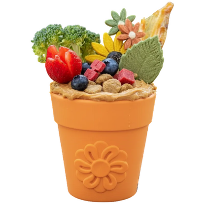 Flower Pot treat dispenser dog toy in assorted colors