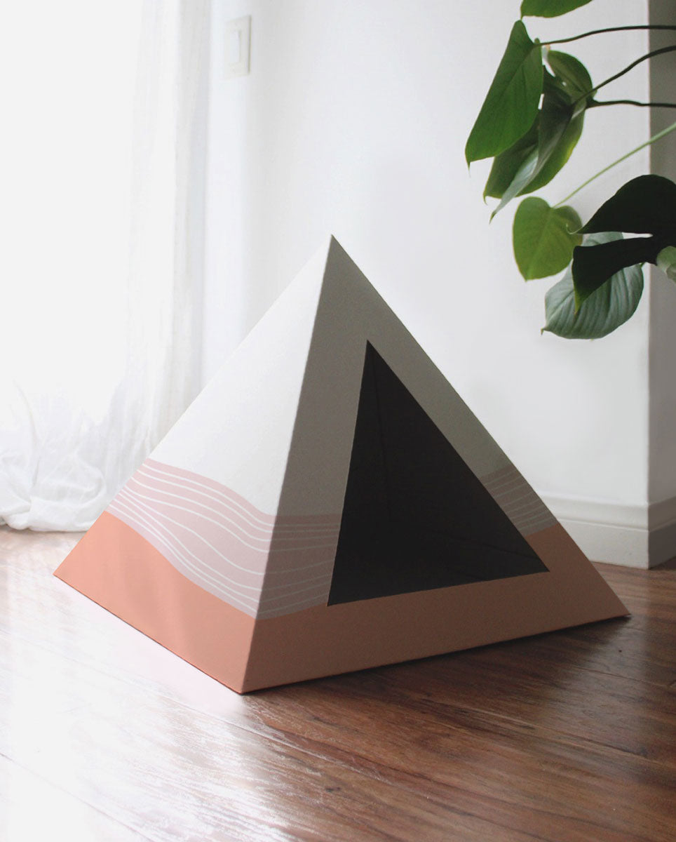 Wavey cardboard cat pyramid, fifth view