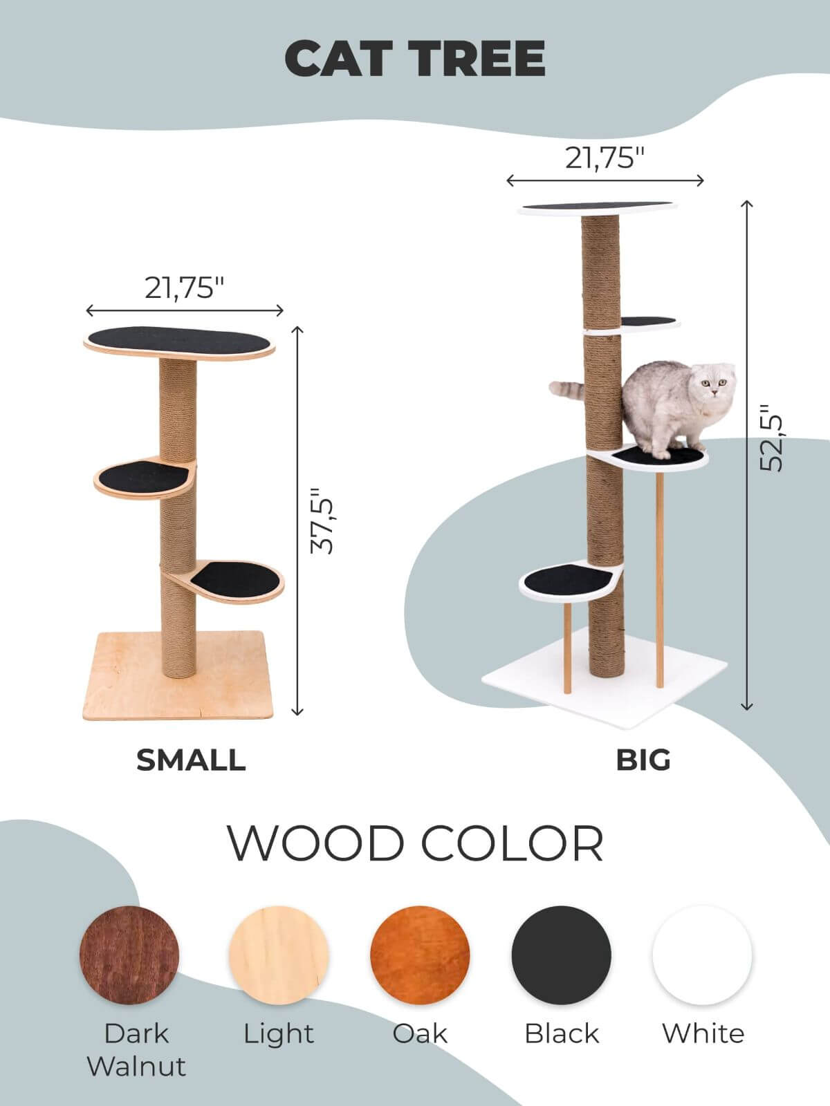 Cat climbing tower side view