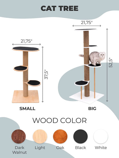 Cat climbing tower side view