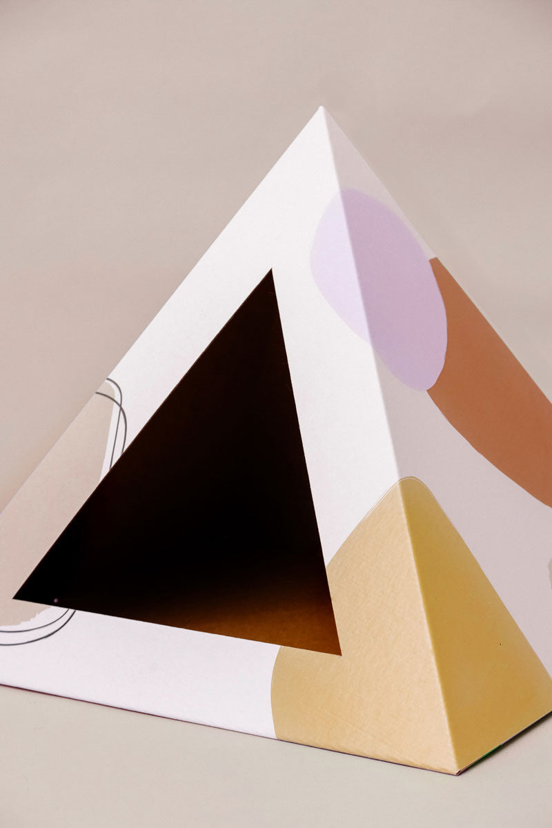 Abstract cardboard cat pyramid, product view