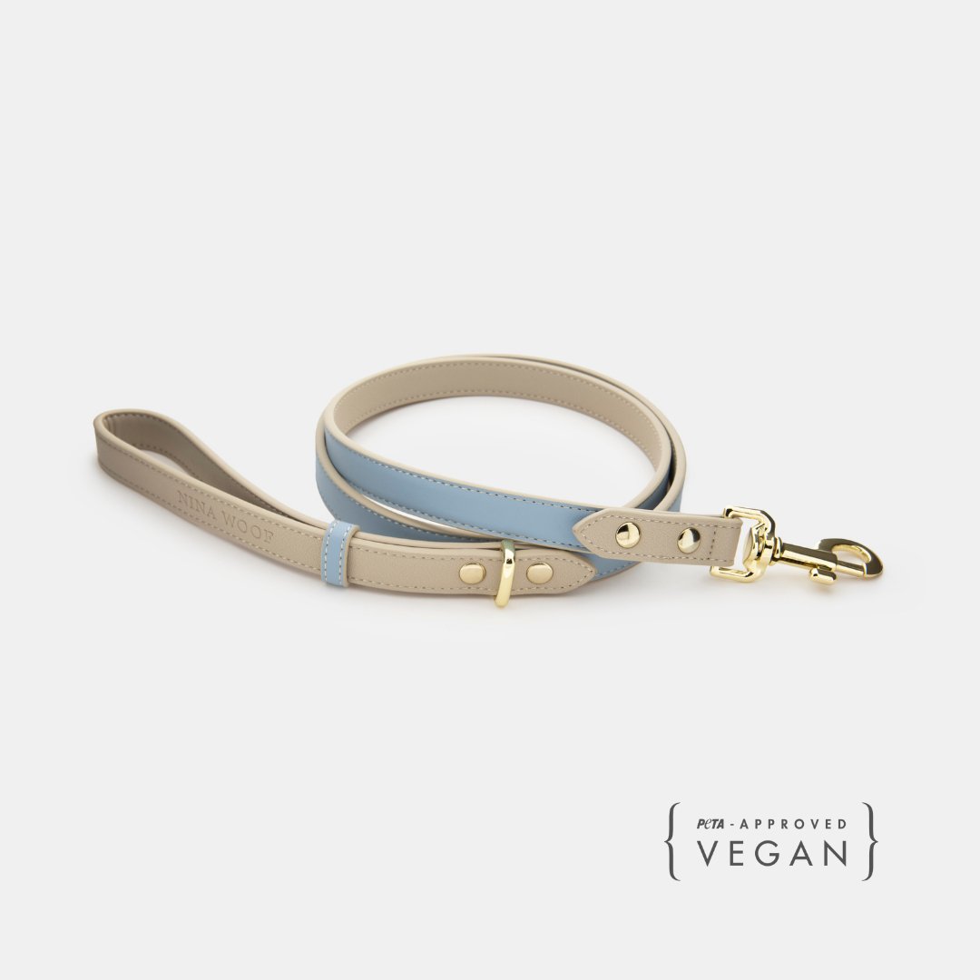 Cupertino 4 ft Vegan Leather Dog Leash in light blue