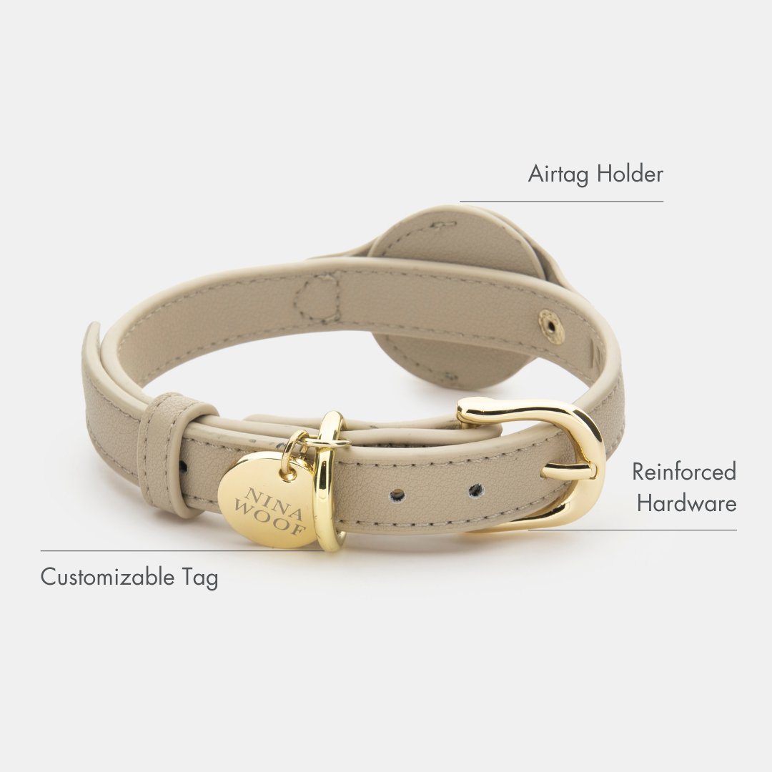 Cupertino AirTag-Compatible Vegan Leather Dog Collar, product view 1