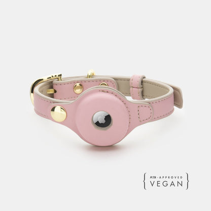 Cupertino AirTag-Compatible Vegan Leather Dog Collar in light pink