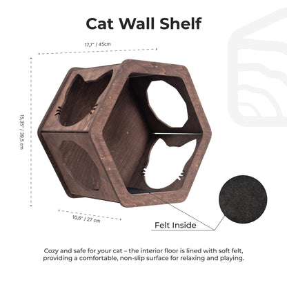 Dark walnut Cat Hexagon Shelf product details