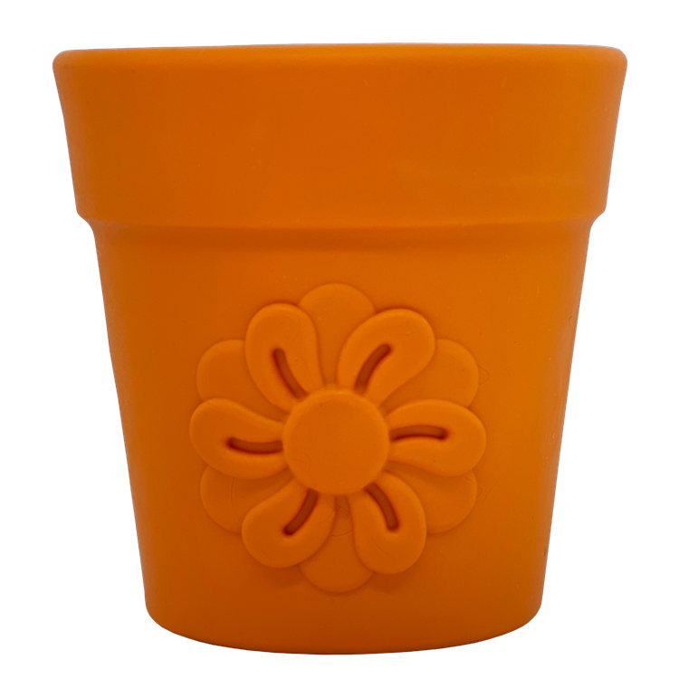 Flower Pot treat dispenser dog toy in assorted colors