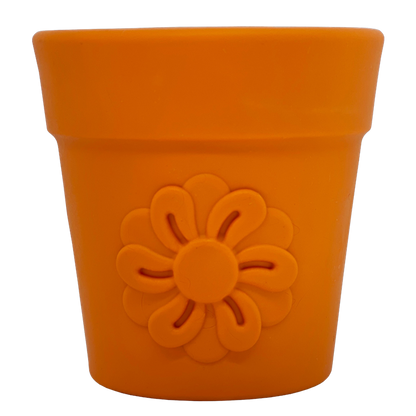 Flower Pot treat dispenser dog toy in assorted colors