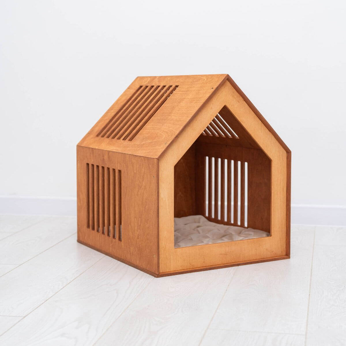 Wooden Indoor Dog House interior view