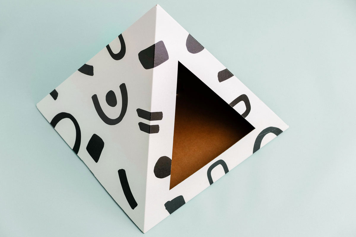 Doodle cardboard cat pyramid, fifth view