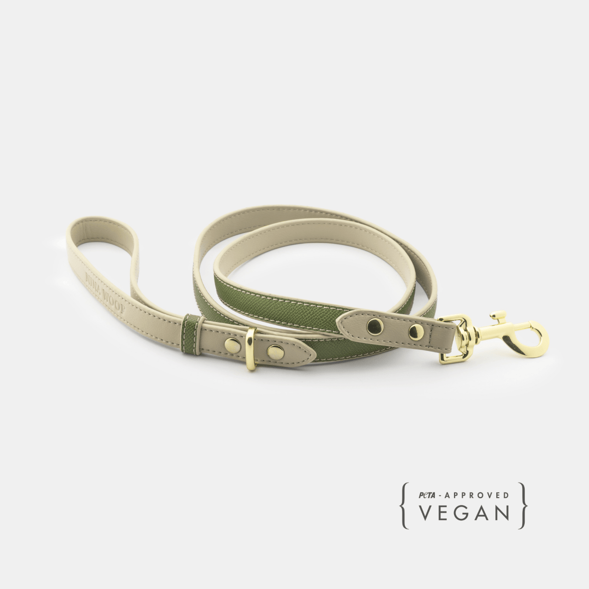 Copenhagen 4 ft Vegan Leather Dog Leash in olive