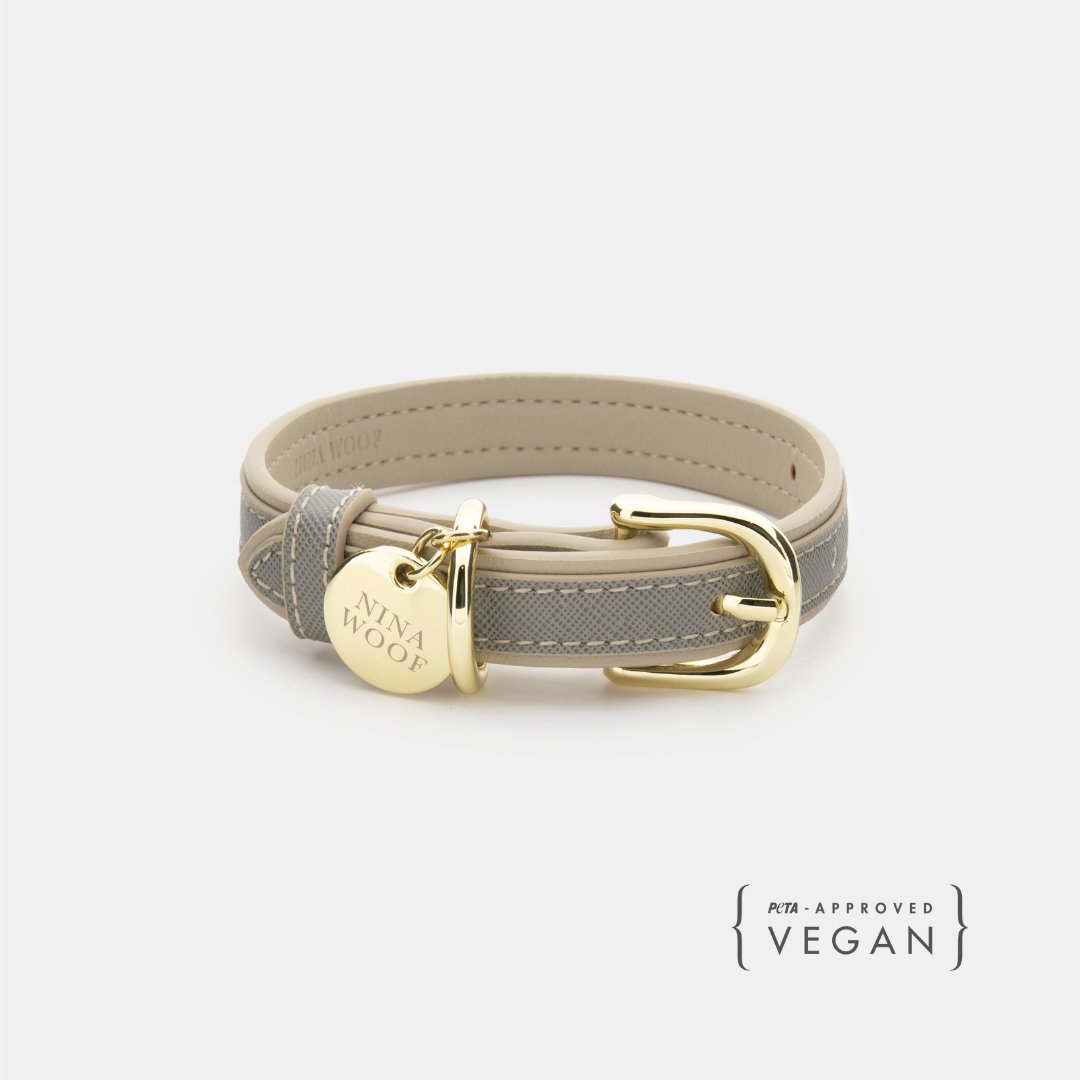 London Vegan Leather Dog Collar in gray