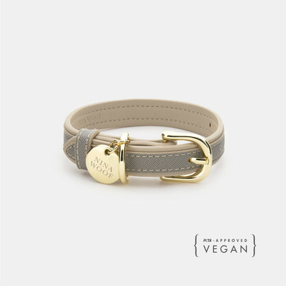 London Vegan Leather Dog Collar in gray