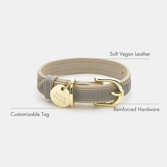 London Vegan Leather Dog Collar, lifestyle view