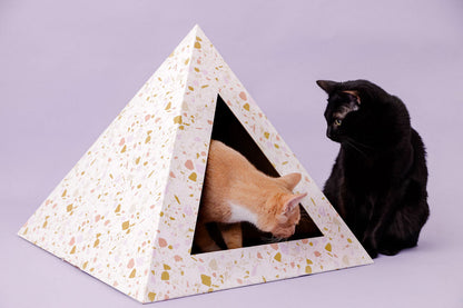 Terrazzo cardboard cat pyramid, fourth view