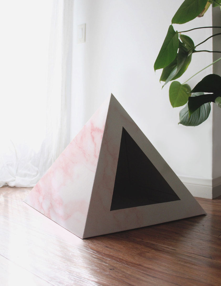 Rose Quartz cardboard cat pyramid, sixth view