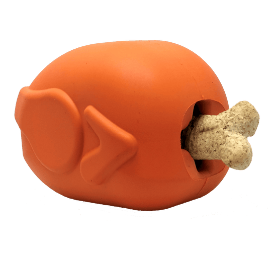 Orange Roasted Turkey treat dispenser dog toy