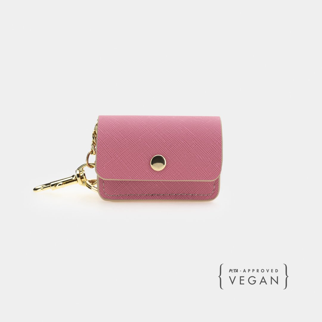 Vegan Leather Waste Bag Holder in pink